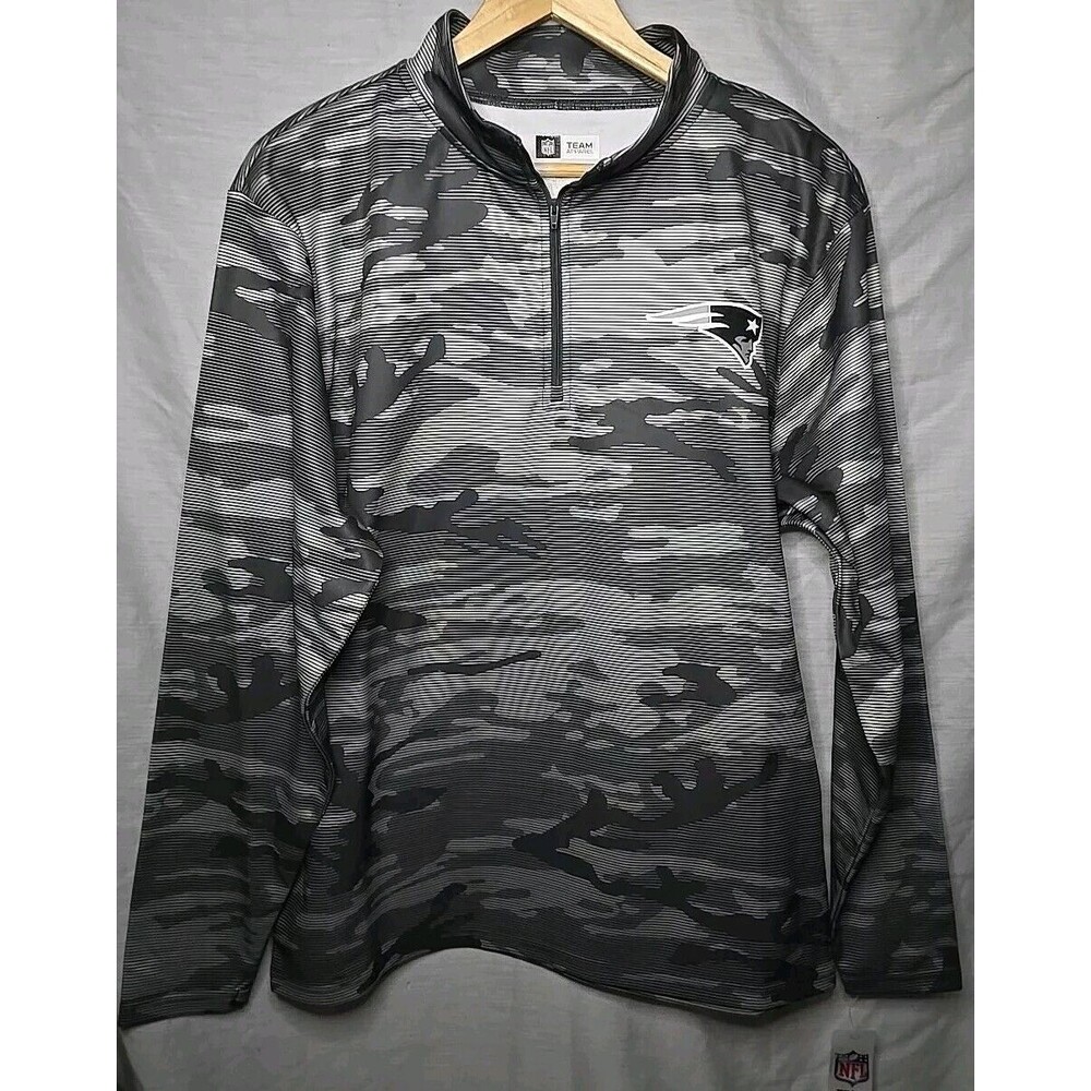 Zubaz New England Patriots NFL Team Men's Grey Tonal Camo 1/4 Zip Pullover Sz M